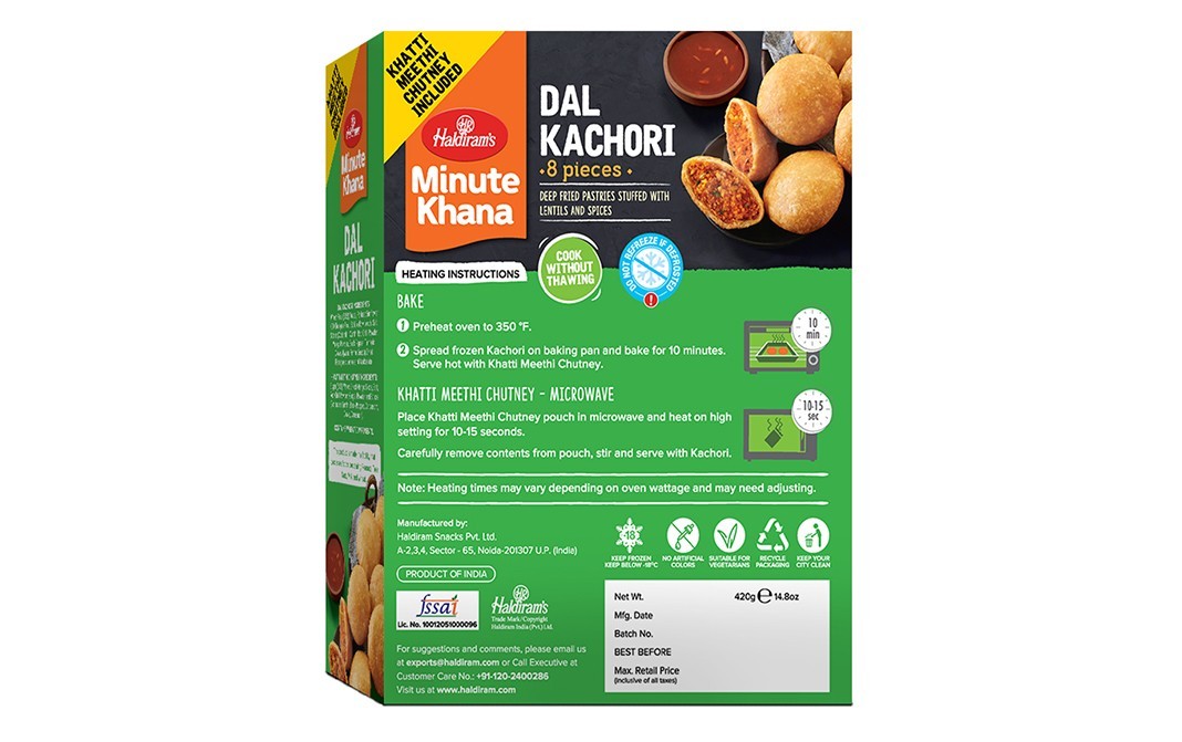 Haldiram's Minute Khana Dal Kachori   Box  420 grams